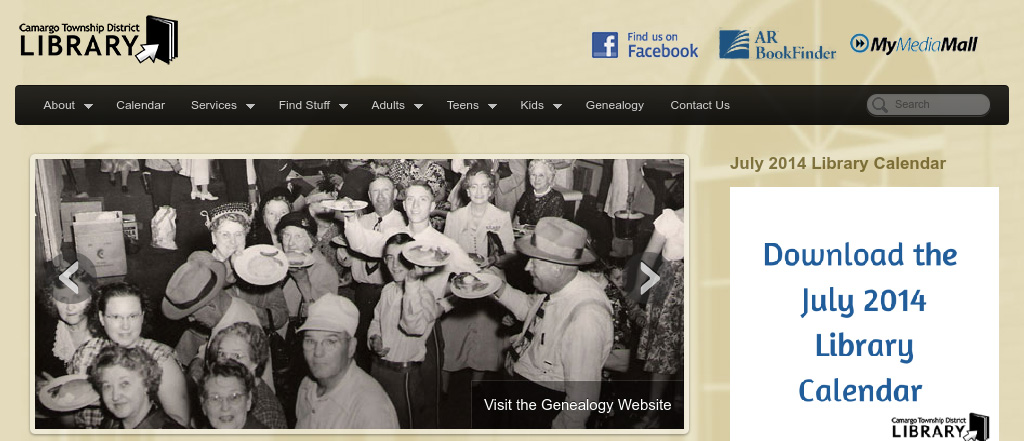 Screenshot of Main Library Website